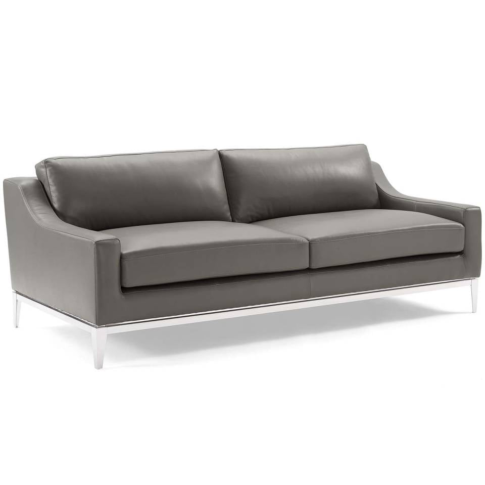 Modway Harness Stainless Steel Base Leather Sofa & Armchair Set | Sofas | 