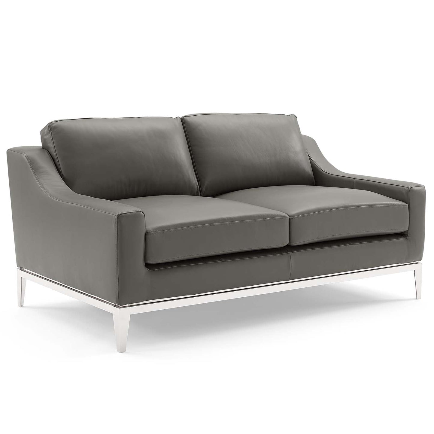 Modway Harness Stainless Steel Base Leather Loveseat & Armchair Set | Loveseats | 