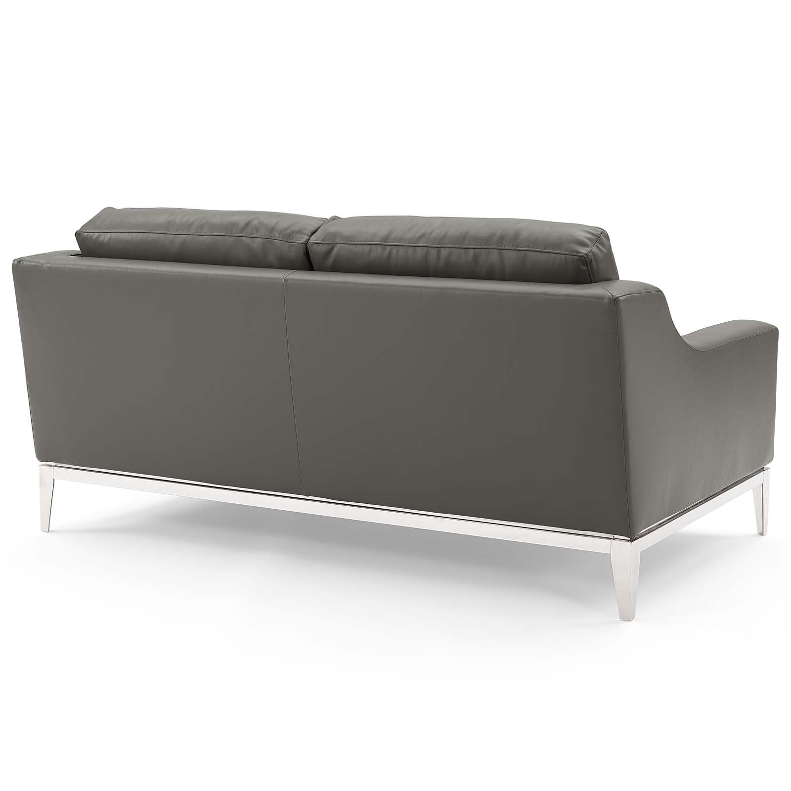 Modway Harness Stainless Steel Base Leather Loveseat & Armchair Set | Loveseats | 