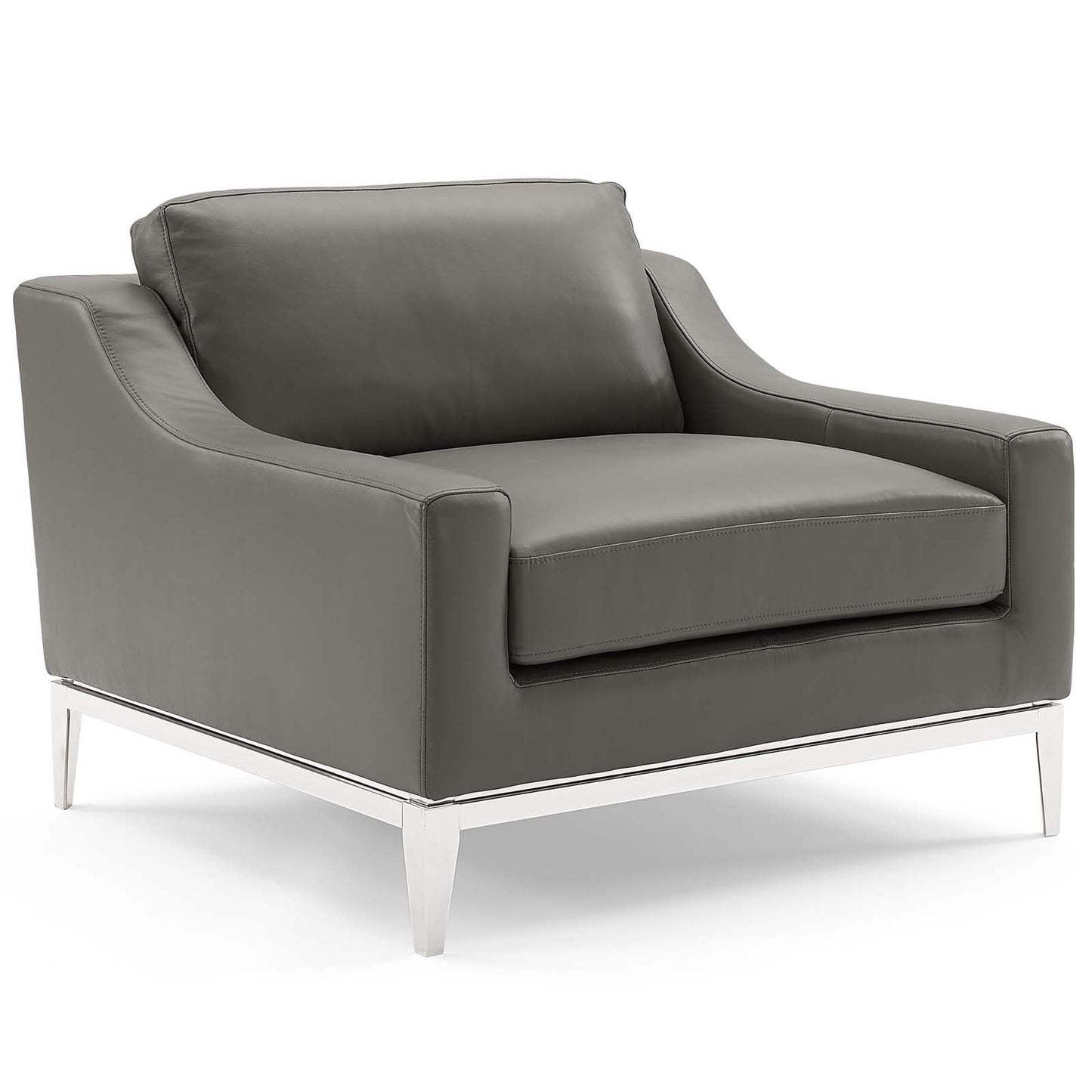 Modway Harness Stainless Steel Base Leather Loveseat & Armchair Set | Loveseats | 