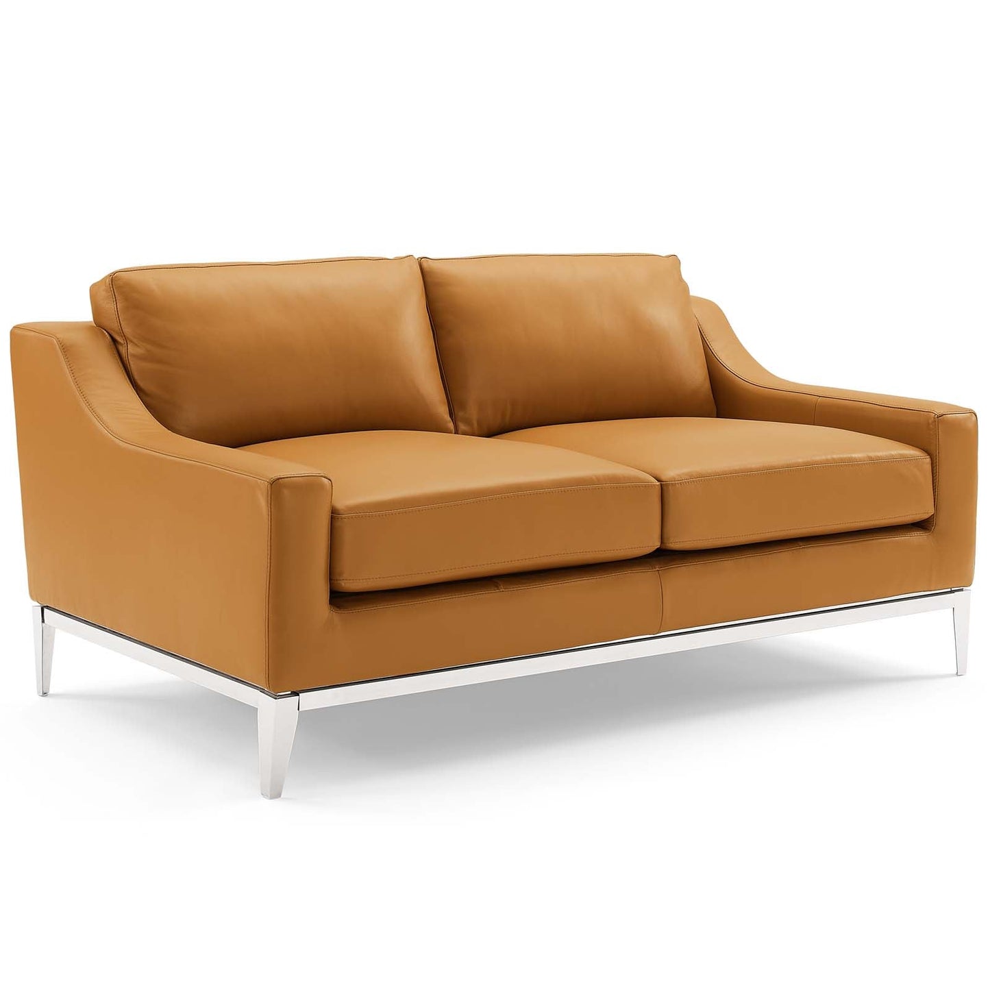 Modway Harness Stainless Steel Base Leather Loveseat & Armchair Set | Loveseats | 