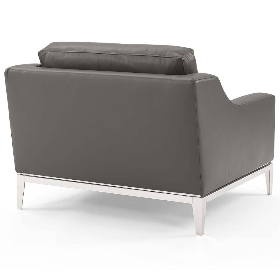 Modway Harness Stainless Steel Base Leather Armchair Set of 2 | Armchairs | 
