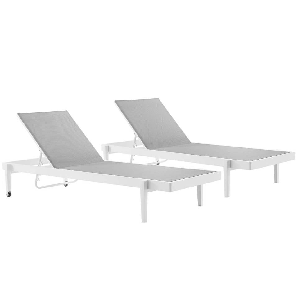 Modway Charleston Outdoor Patio Aluminum Chaise Lounge Chair Set of 2 | Lounge Chairs | 