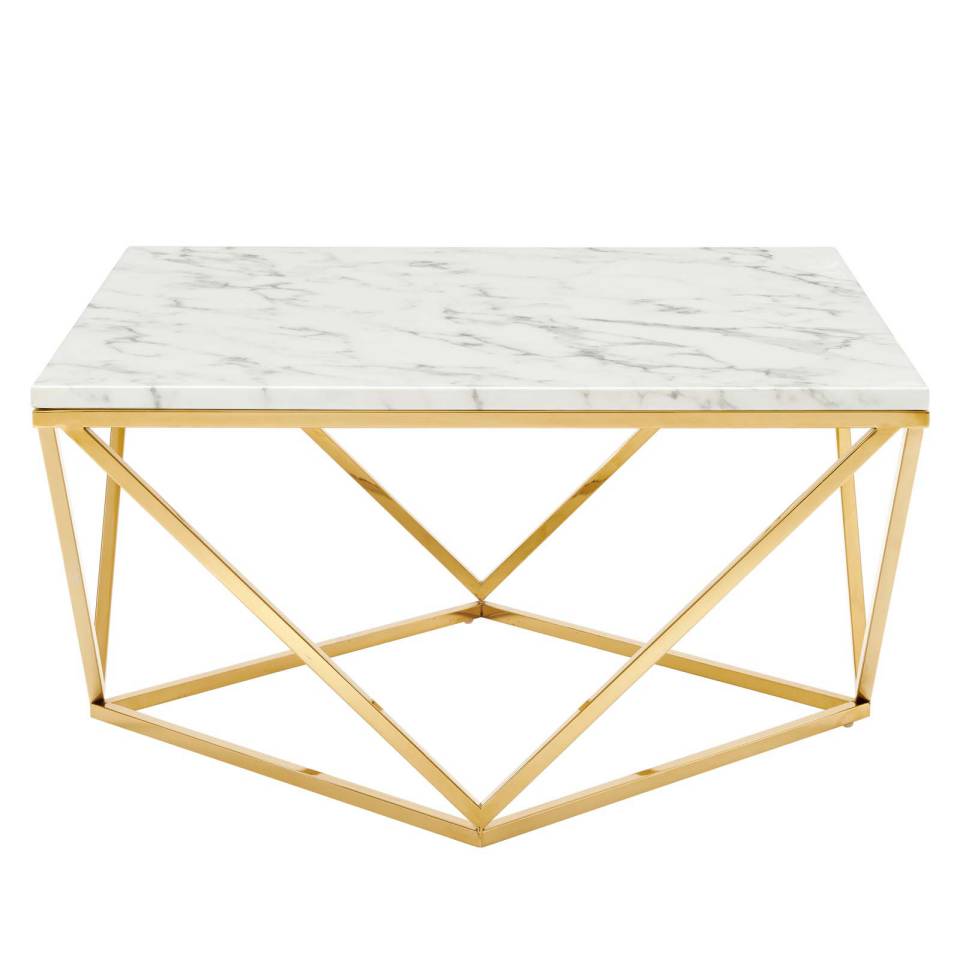 Modway Vertex Gold Metal Stainless Steel Coffee Table | Coffee Tables | Modishstore-4