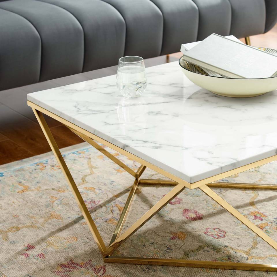 Modway Vertex Gold Metal Stainless Steel Coffee Table | Coffee Tables | Modishstore-3