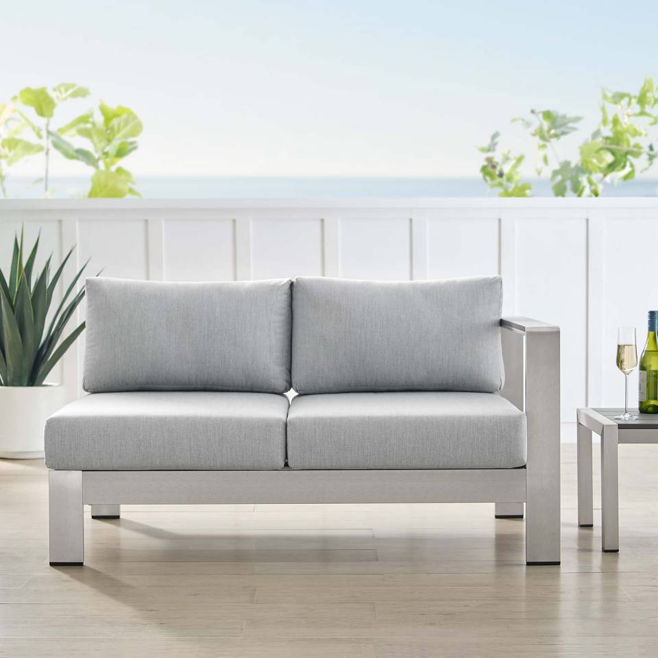 Modway Shore Sunbrella® Fabric Aluminum Outdoor Patio Right-Arm Loveseat | Outdoor Sofas, Loveseats & Sectionals | Modishstore