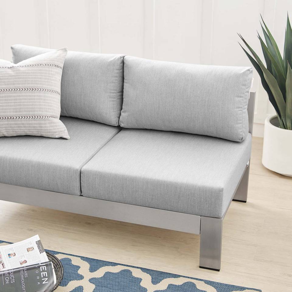Modway Shore Sunbrella® Fabric Aluminum Outdoor Patio Left-Arm Loveseat | Outdoor Sofas, Loveseats & Sectionals | Modishstore-2