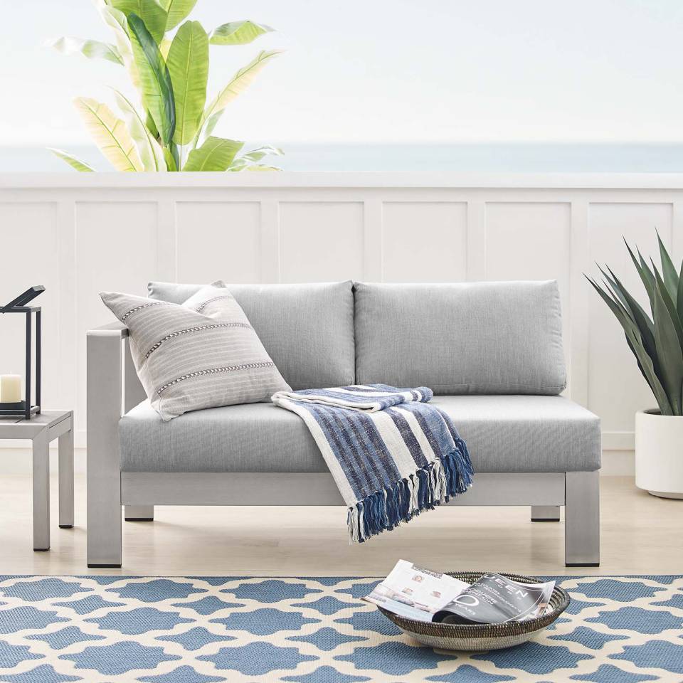 Modway Shore Sunbrella® Fabric Aluminum Outdoor Patio Left-Arm Loveseat | Outdoor Sofas, Loveseats & Sectionals | Modishstore