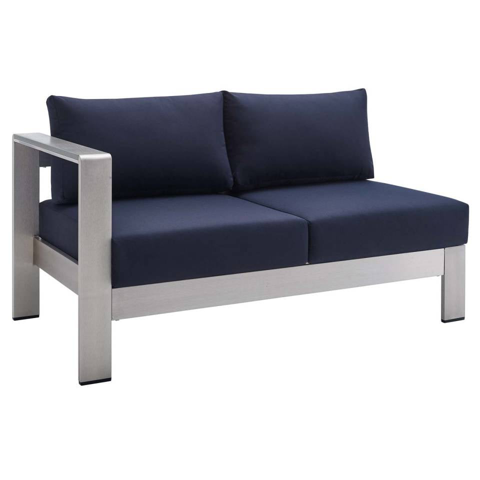 Modway Shore Sunbrella® Fabric Aluminum Outdoor Patio Left-Arm Loveseat | Outdoor Sofas, Loveseats & Sectionals | Modishstore-9