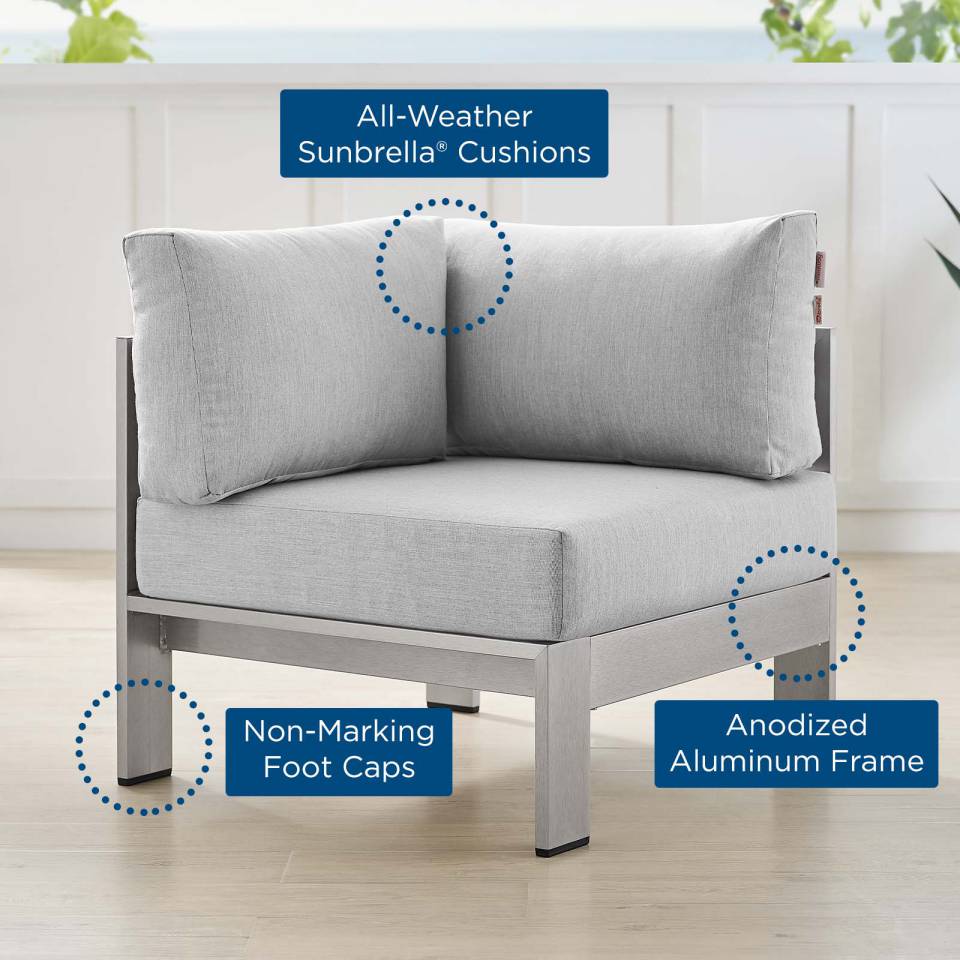 Modway Shore Sunbrella® Fabric Aluminum Outdoor Patio Corner Sofa | Outdoor Sofas, Loveseats & Sectionals | Modishstore-8