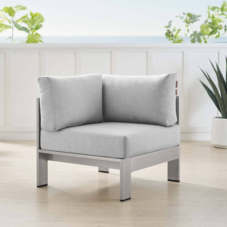 Modway Shore Sunbrella® Fabric Aluminum Outdoor Patio Corner Sofa | Outdoor Sofas, Loveseats & Sectionals | Modishstore