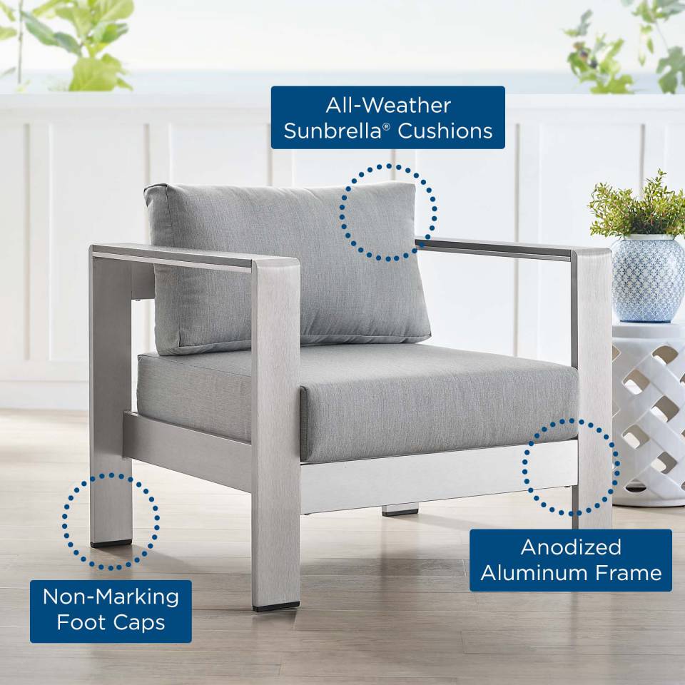 Modway Shore Sunbrella® Fabric Aluminum Outdoor Patio Armchair | Outdoor Chairs | Modishstore-7