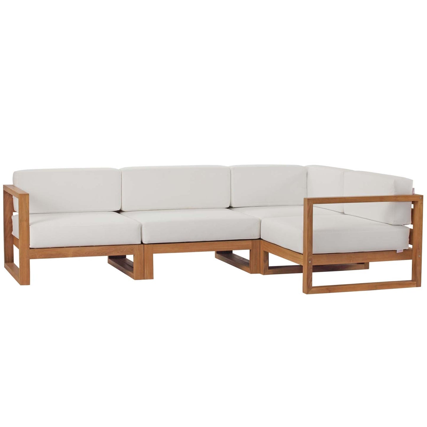 Modway Upland Outdoor Patio Teak Wood 4-Piece Sectional Sofa Set | Outdoor Sofas, Loveseats & Sectionals | Modishstore-2