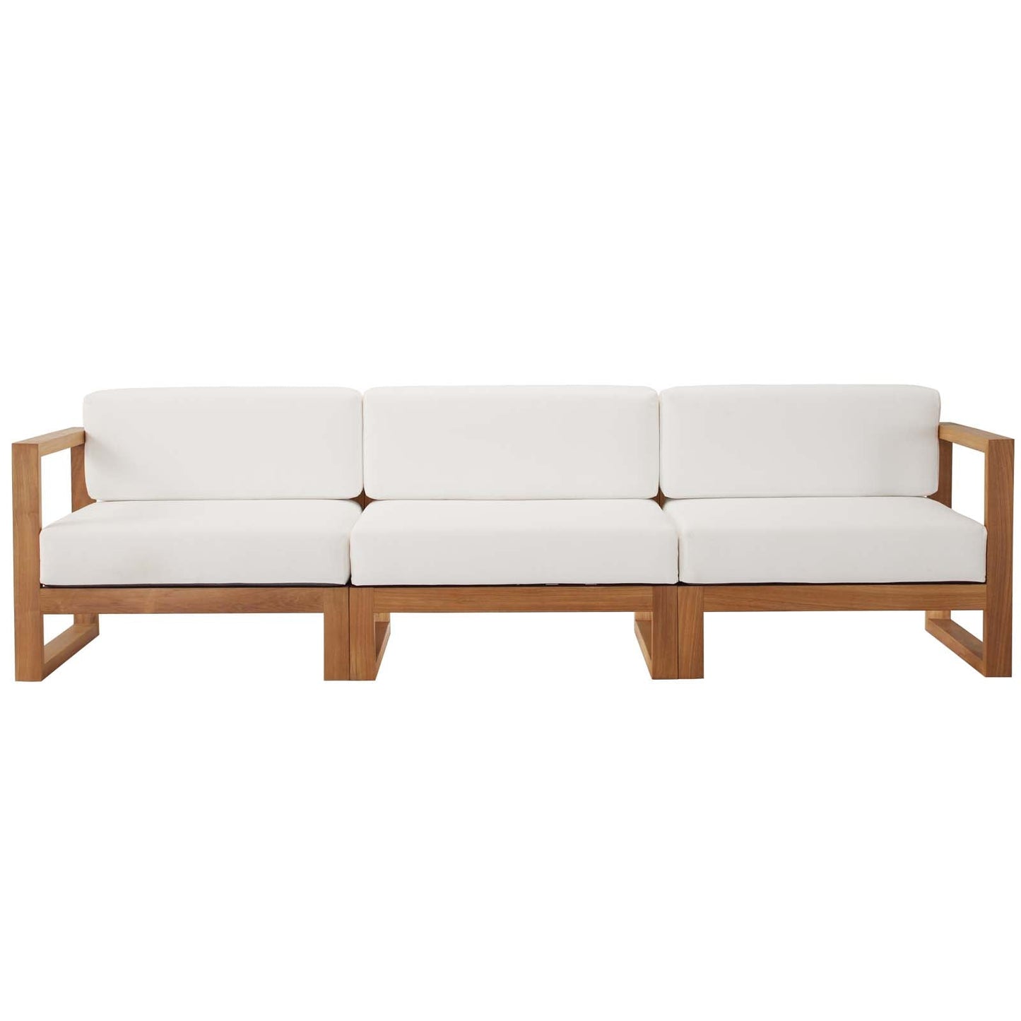 Modway Upland Outdoor Patio Teak Wood 3-Piece Sectional Sofa Set | Outdoor Sofas, Loveseats & Sectionals | Modishstore-2