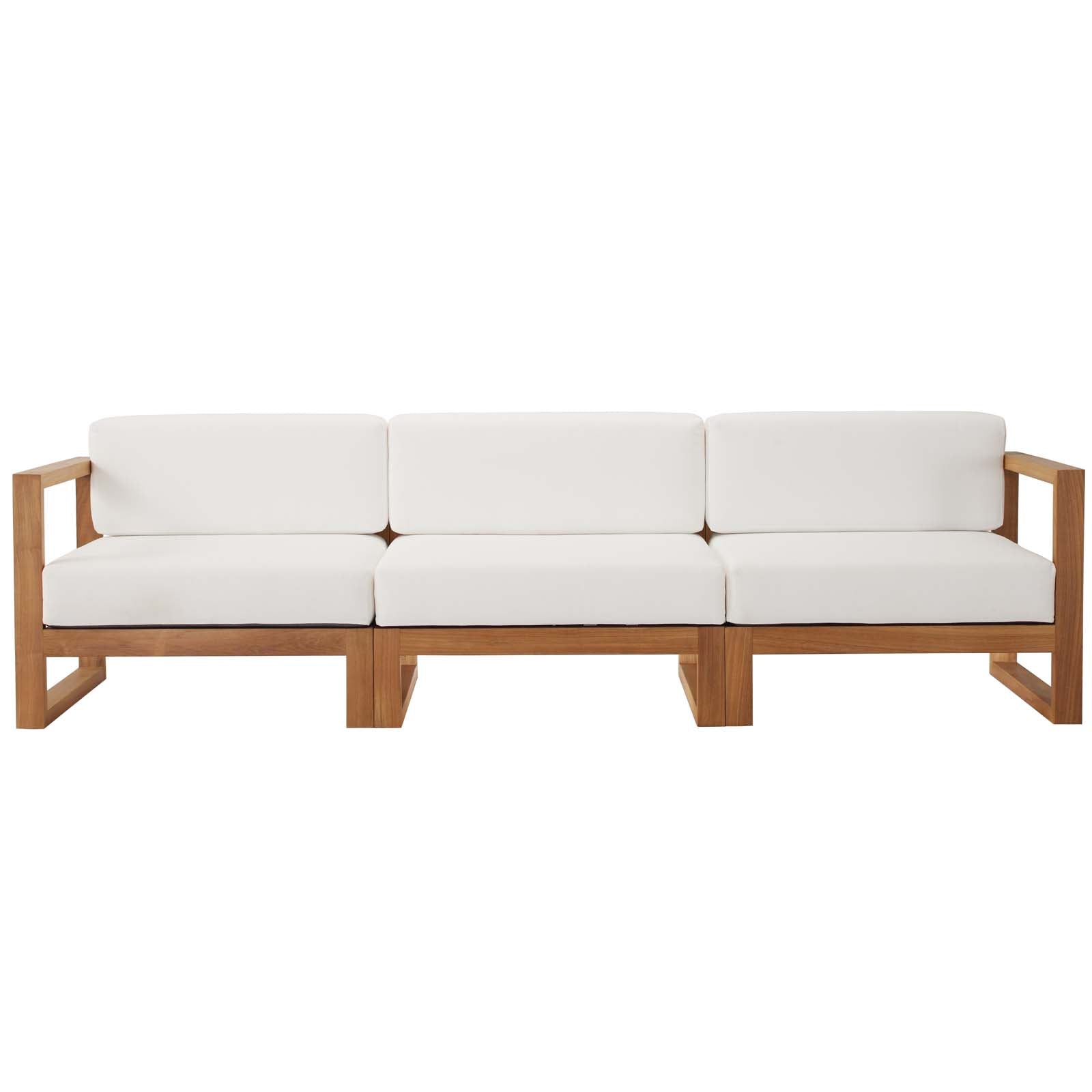 Modway Upland Outdoor Patio Teak Wood 3-Piece Sectional Sofa Set | Outdoor Sofas, Loveseats & Sectionals | Modishstore-2