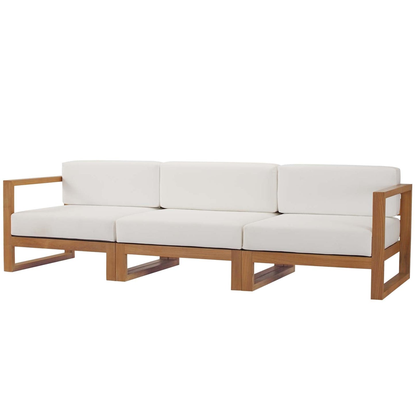 Modway Upland Outdoor Patio Teak Wood 3-Piece Sectional Sofa Set | Outdoor Sofas, Loveseats & Sectionals | Modishstore-3
