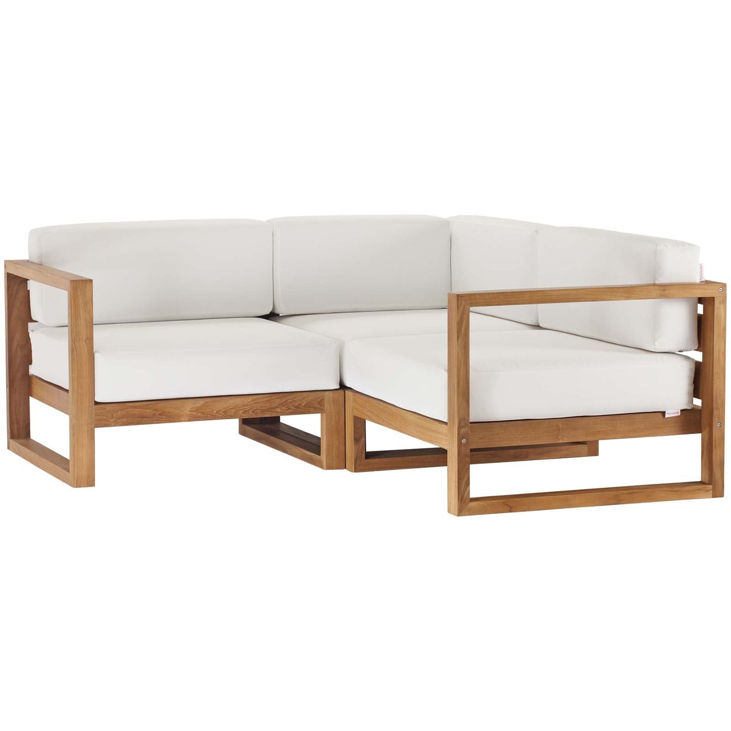 Modway Upland Outdoor Patio Teak Wood 3-Piece Sectional Sofa Set | Outdoor Sofas, Loveseats & Sectionals | Modishstore-2