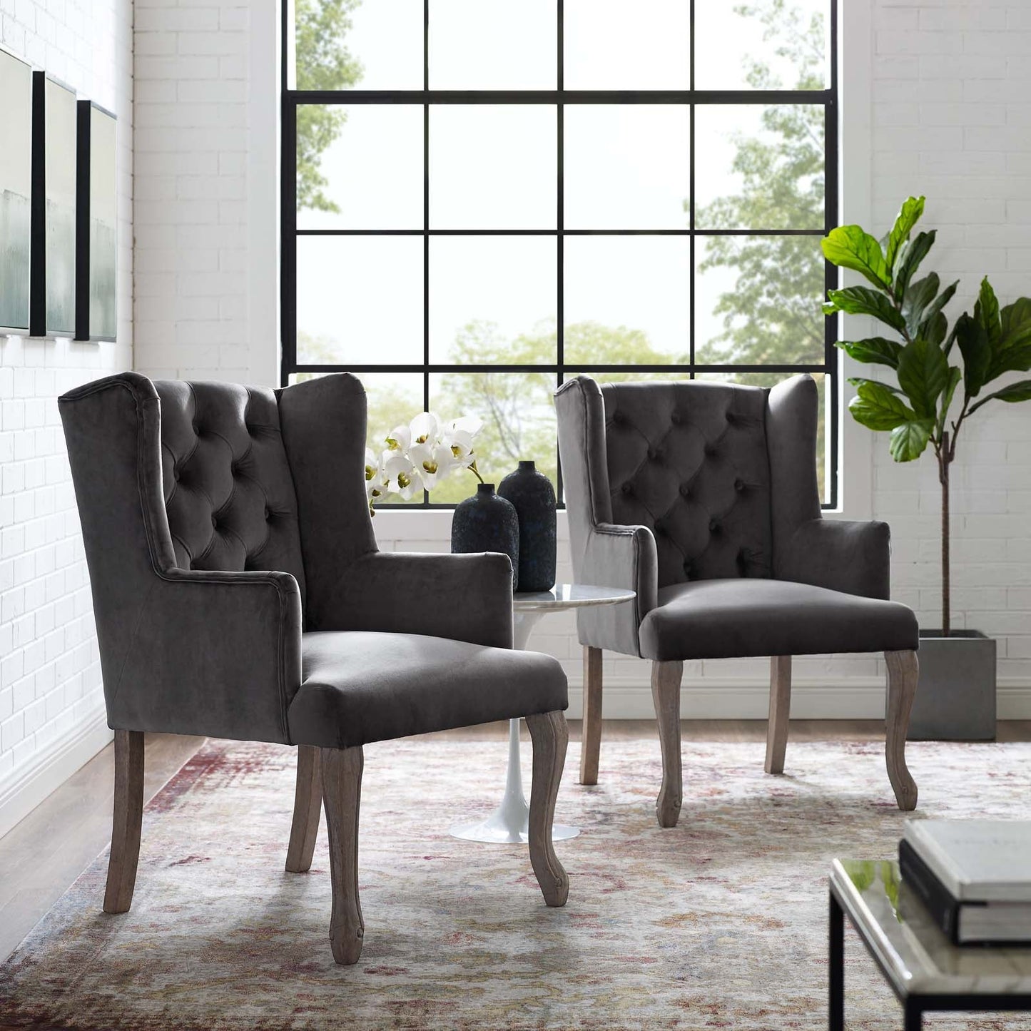 Modway Realm Armchair Performance Velvet Set of 2 | Armchairs | Modishstore