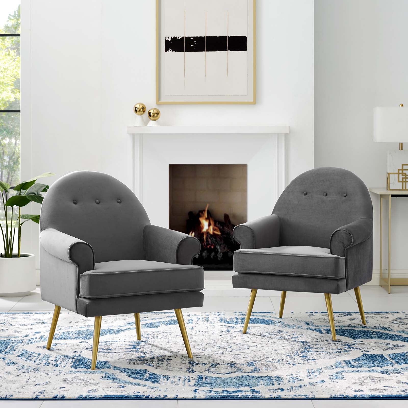 Modway Revive Armchair Performance Velvet Set of 2 | Armchairs | Modishstore