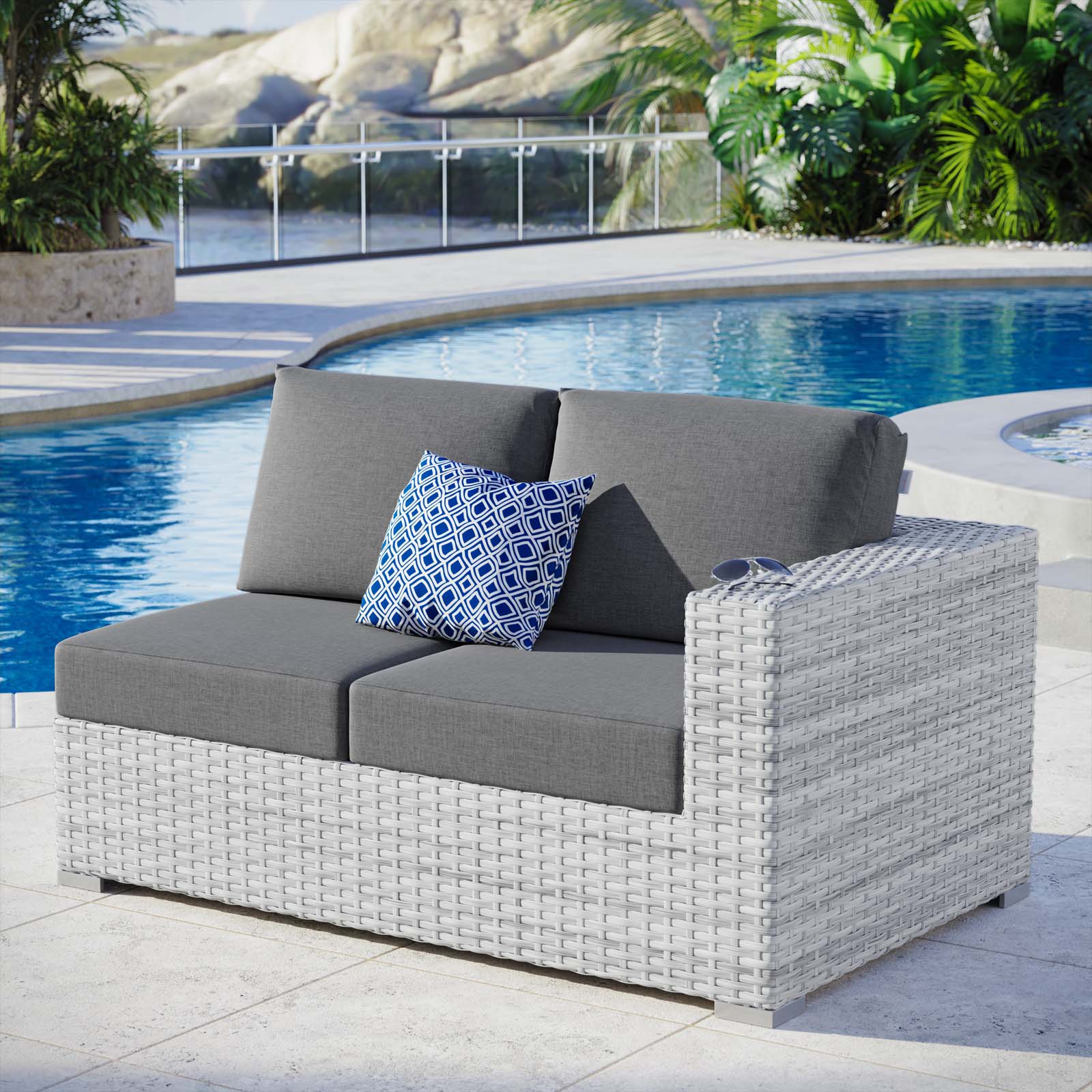 Modway Convene Outdoor Patio Right-Arm Loveseat | Outdoor Sofas, Loveseats & Sectionals