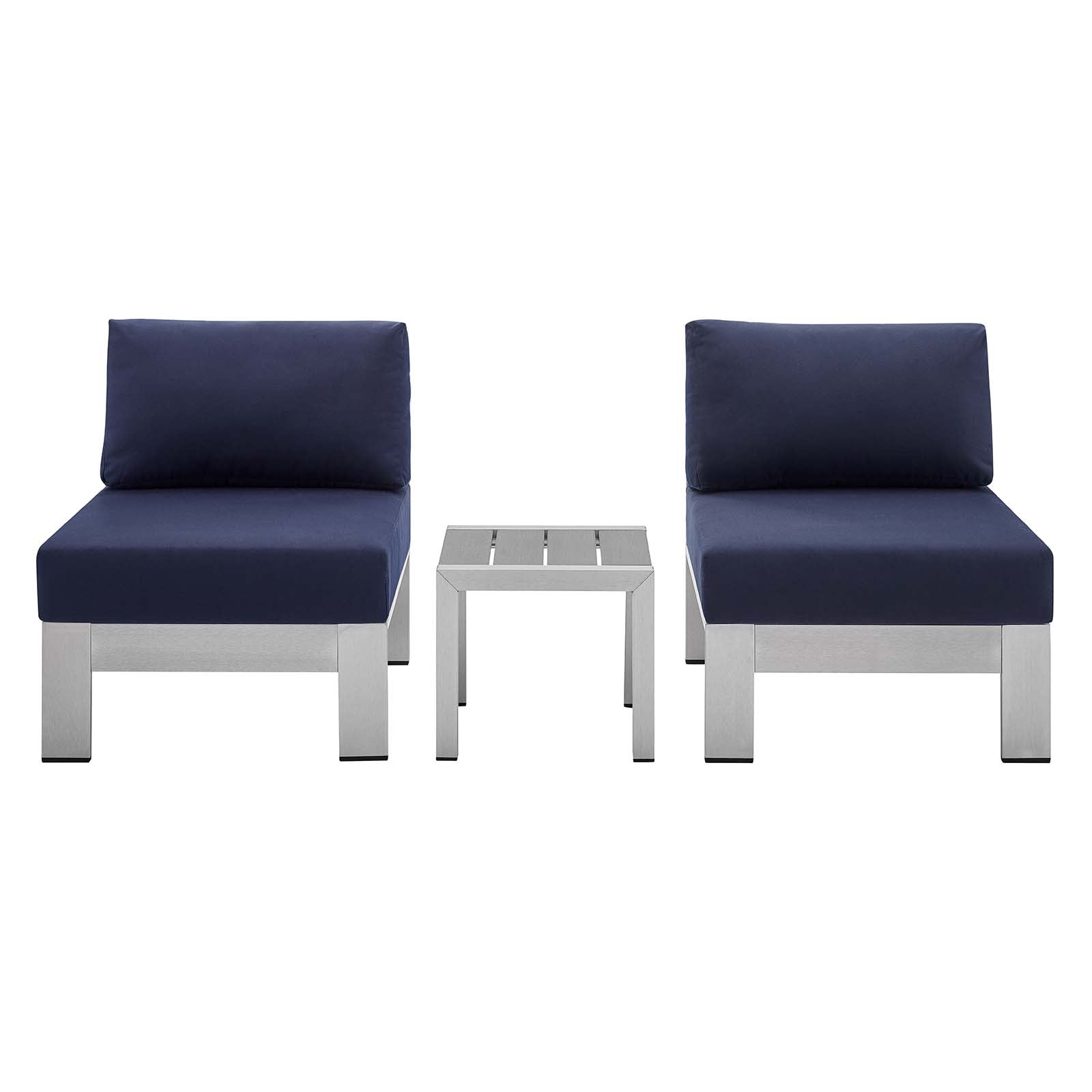Modway Shore Sunbrella® Fabric Outdoor Patio Aluminum 3 Piece Set | Outdoor Sofas, Loveseats & Sectionals | Modishstore-9