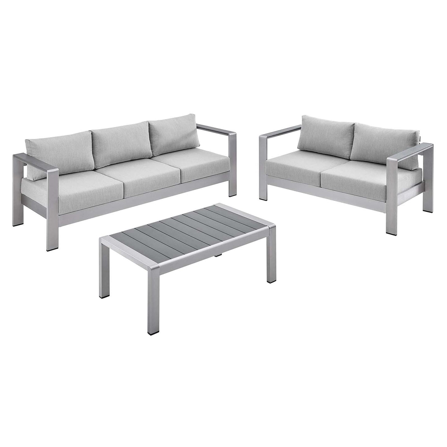 Modway Shore Sunbrella® Fabric Outdoor Patio Aluminum 3 Piece Set | Outdoor Sofas, Loveseats & Sectionals | Modishstore-2