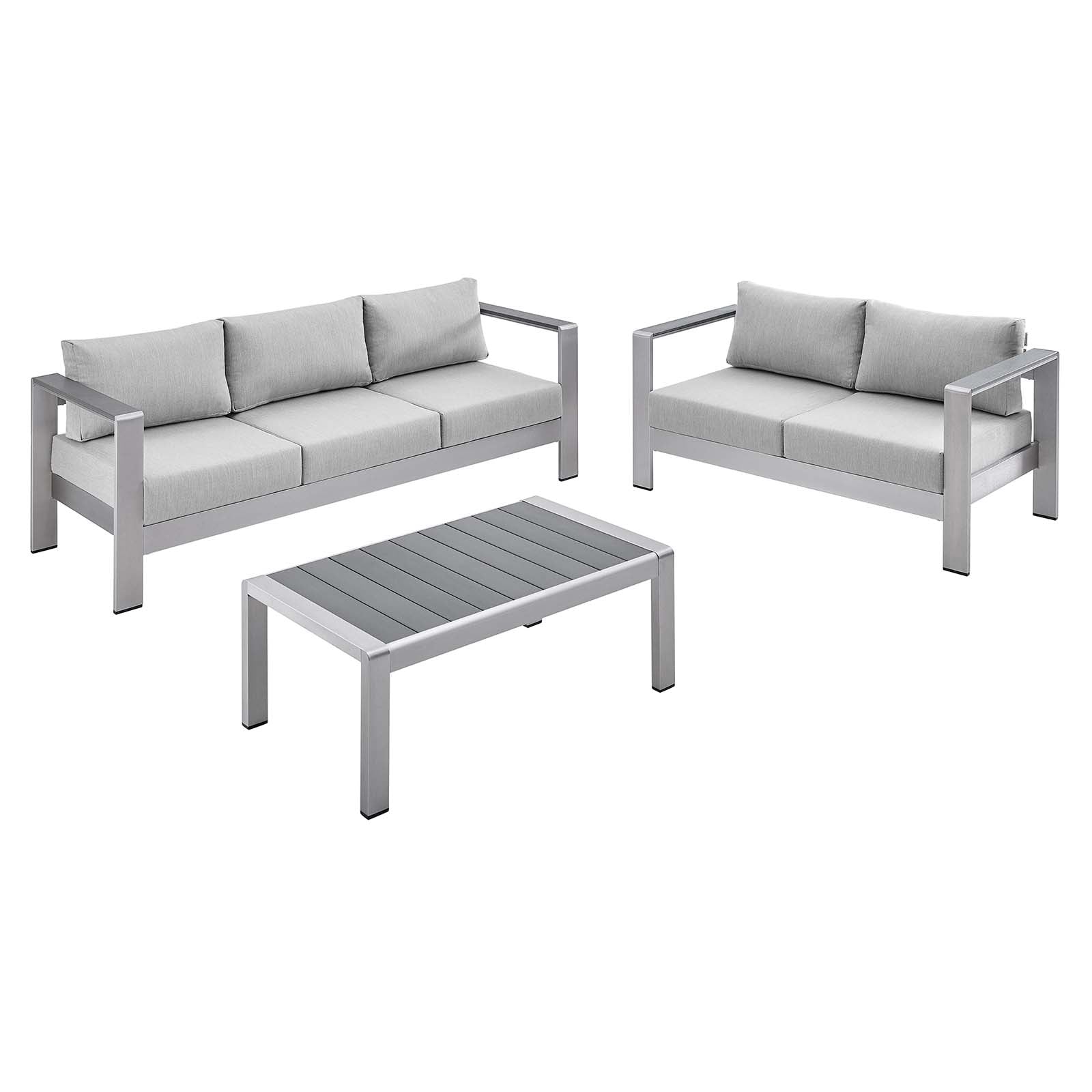 Modway Shore Sunbrella® Fabric Outdoor Patio Aluminum 3 Piece Set | Outdoor Sofas, Loveseats & Sectionals | Modishstore-2