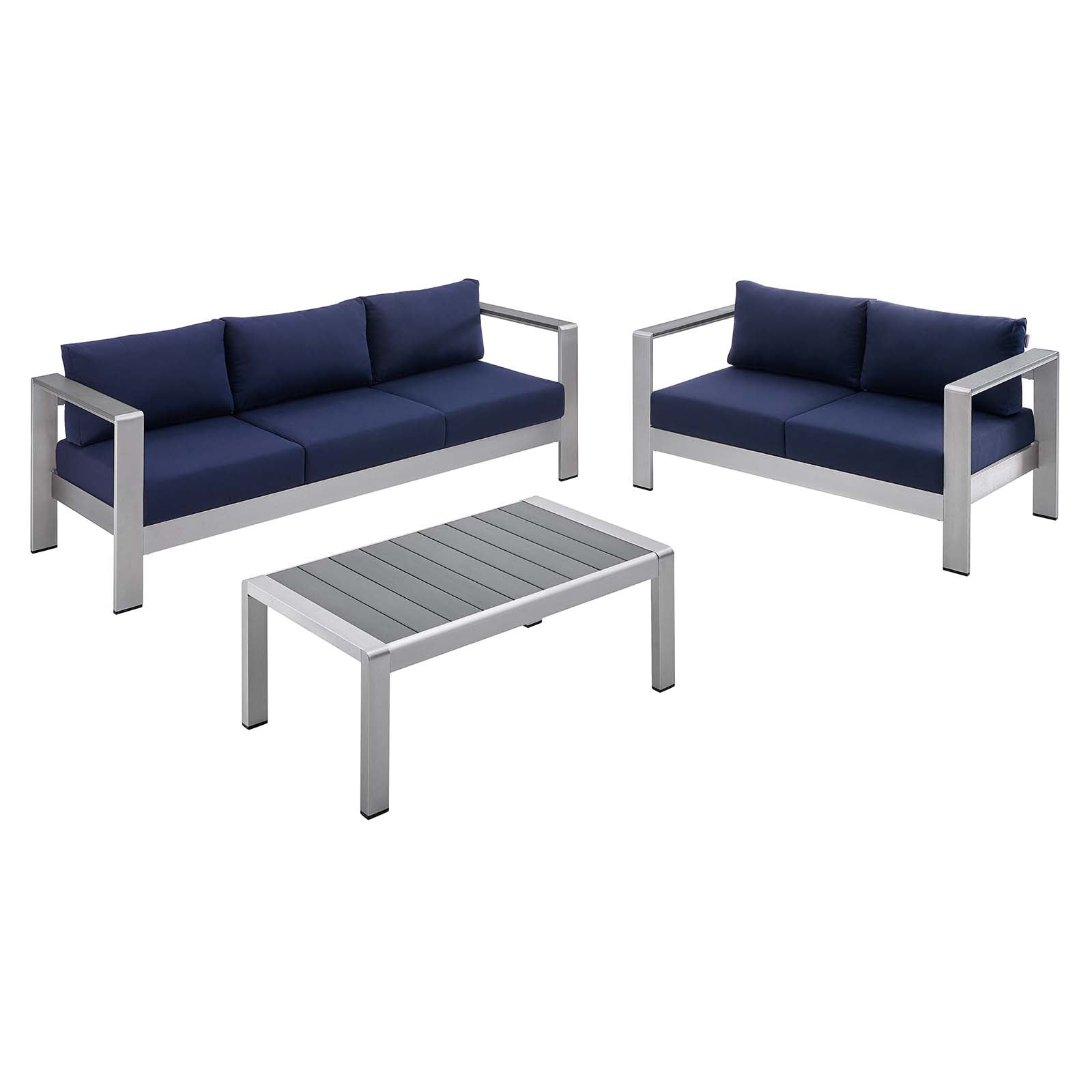 Modway Shore Sunbrella® Fabric Outdoor Patio Aluminum 3 Piece Set | Outdoor Sofas, Loveseats & Sectionals | Modishstore-9