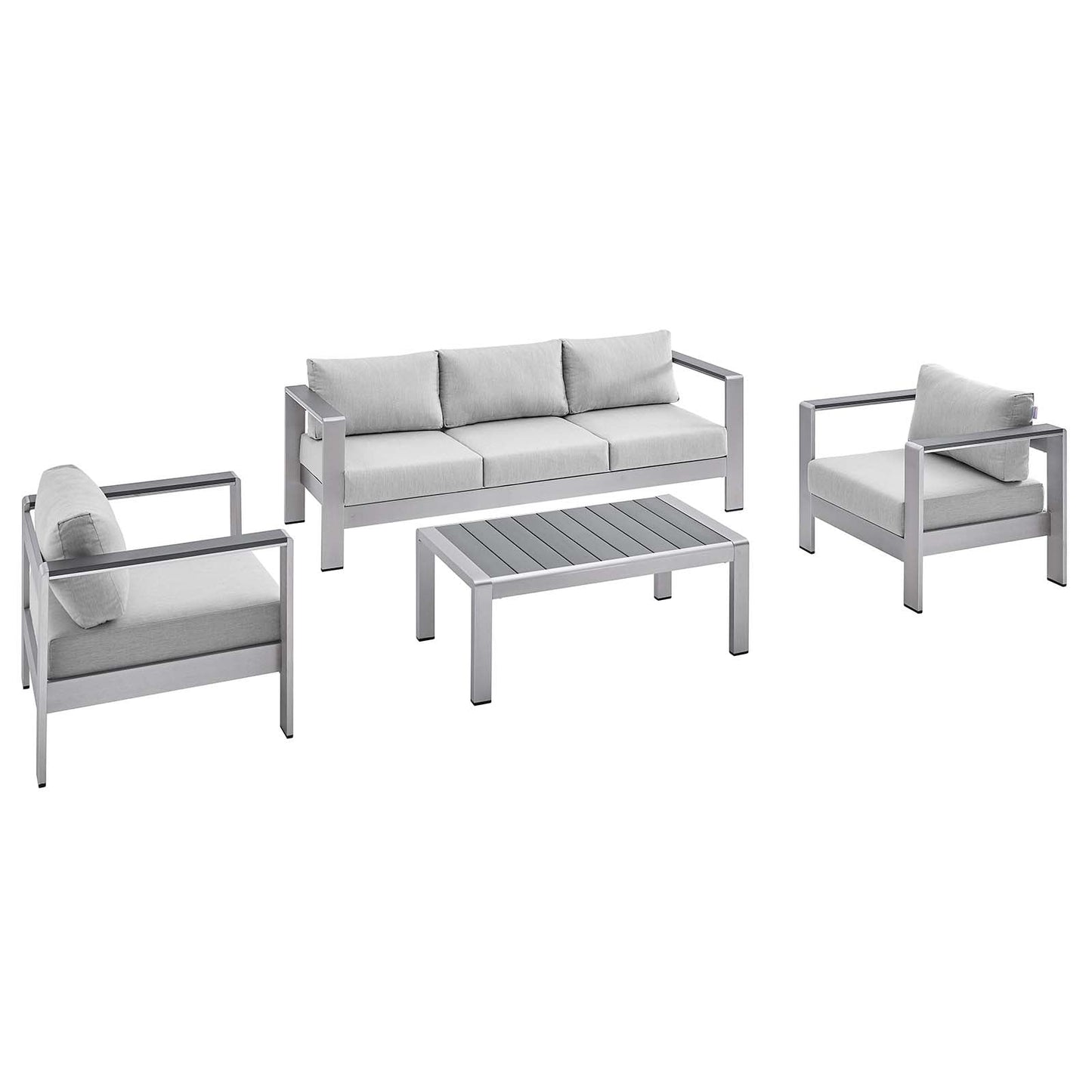 Shore Sunbrella® Fabric Outdoor Patio Aluminum 4 Piece Set By Modway - EEI-4316 | Outdoor Sofas, Loveseats & Sectionals | Modishstore - 3