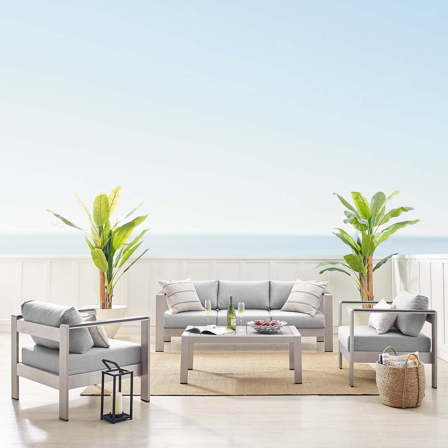 Shore Sunbrella® Fabric Outdoor Patio Aluminum 4 Piece Set By Modway - EEI-4316 | Outdoor Sofas, Loveseats & Sectionals | Modishstore