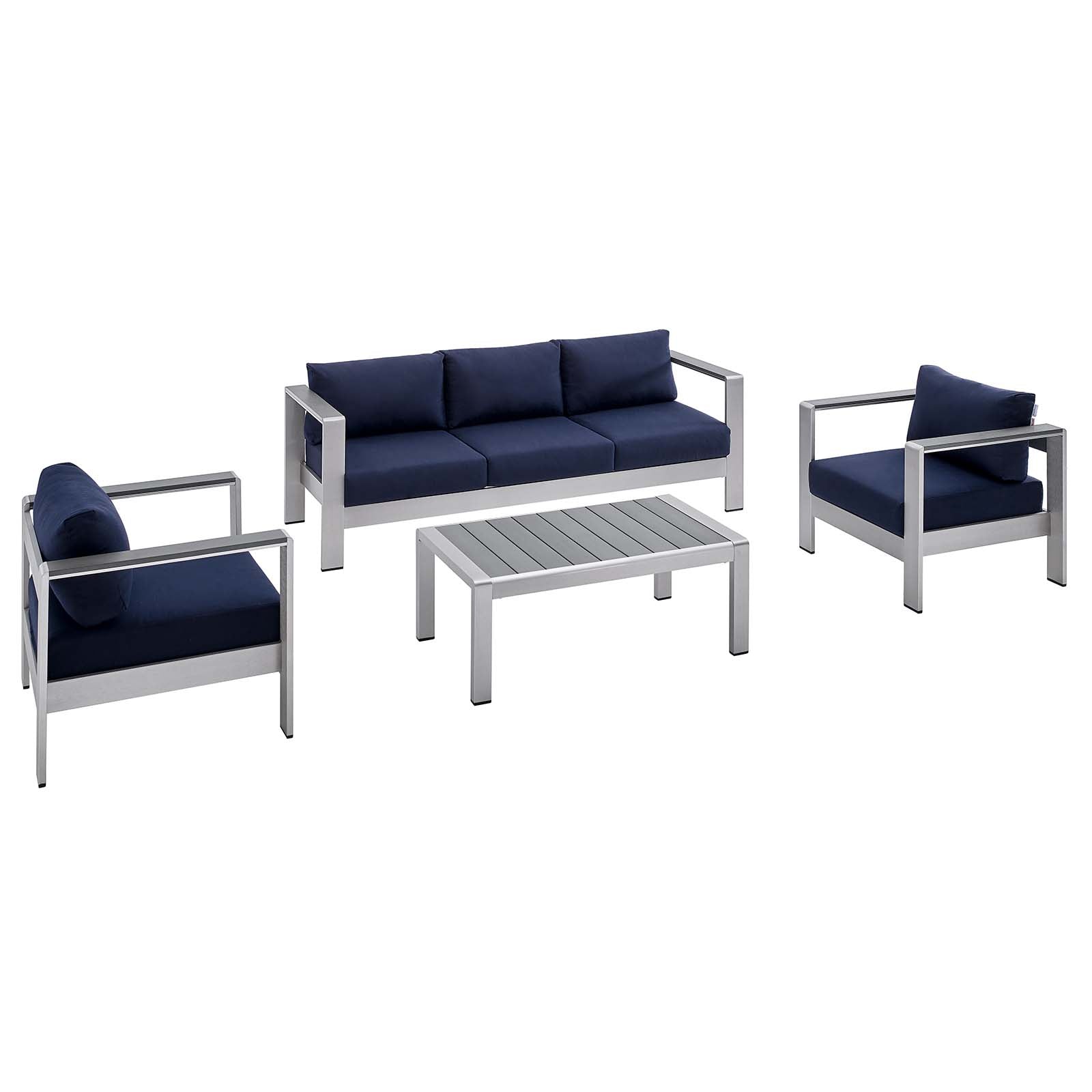 Shore Sunbrella® Fabric Outdoor Patio Aluminum 4 Piece Set By Modway - EEI-4316 | Outdoor Sofas, Loveseats & Sectionals | Modishstore - 15