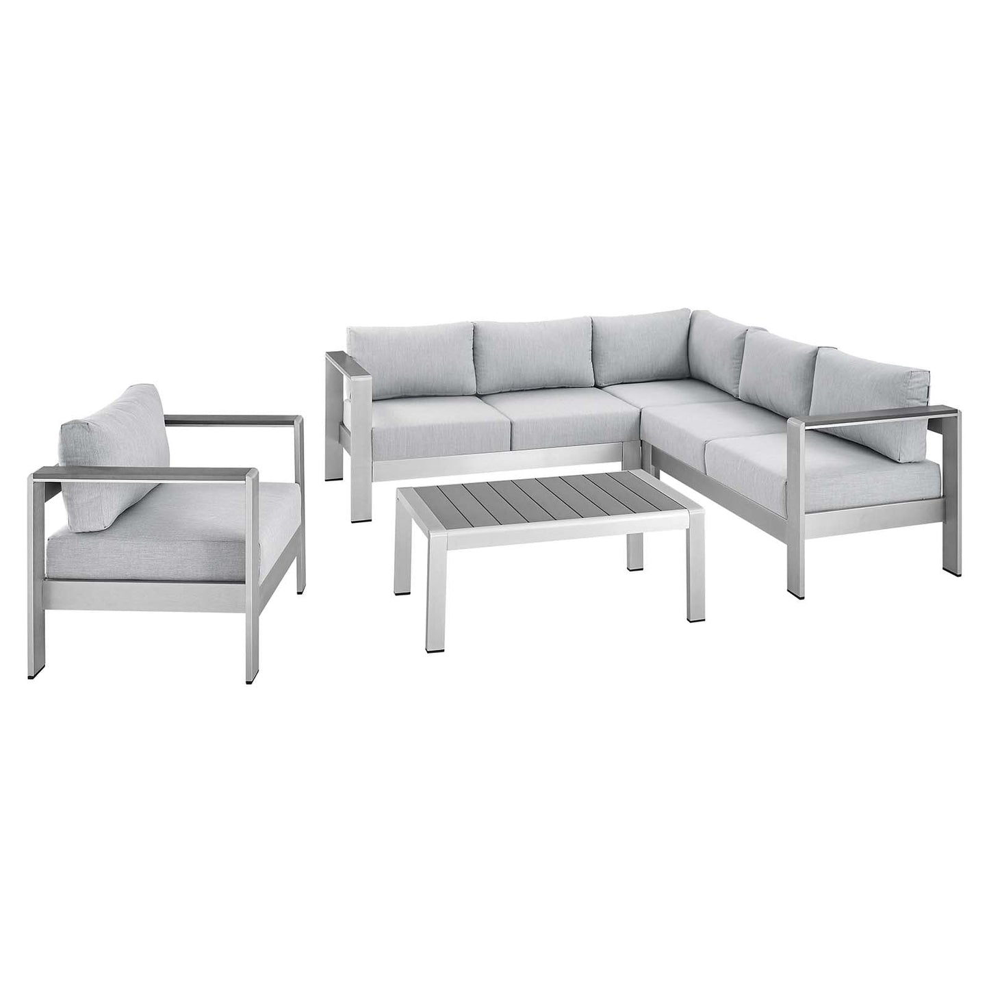 Modway Shore Sunbrella® Fabric Outdoor Patio Aluminum 5 Piece Sectional Sofa Set | Outdoor Sofas, Loveseats & Sectionals | Modishstore-2