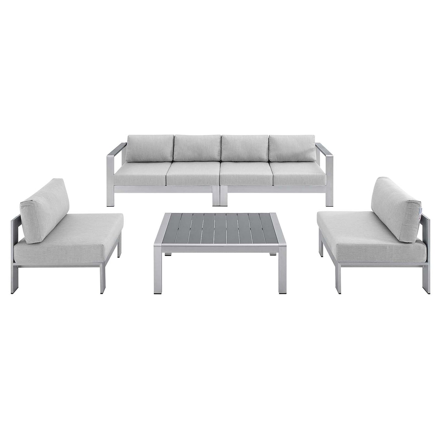 Modway Shore Sunbrella® Fabric Outdoor Patio Aluminum 5 Piece Sectional Sofa Set | Outdoor Sofas, Loveseats & Sectionals | Modishstore-2