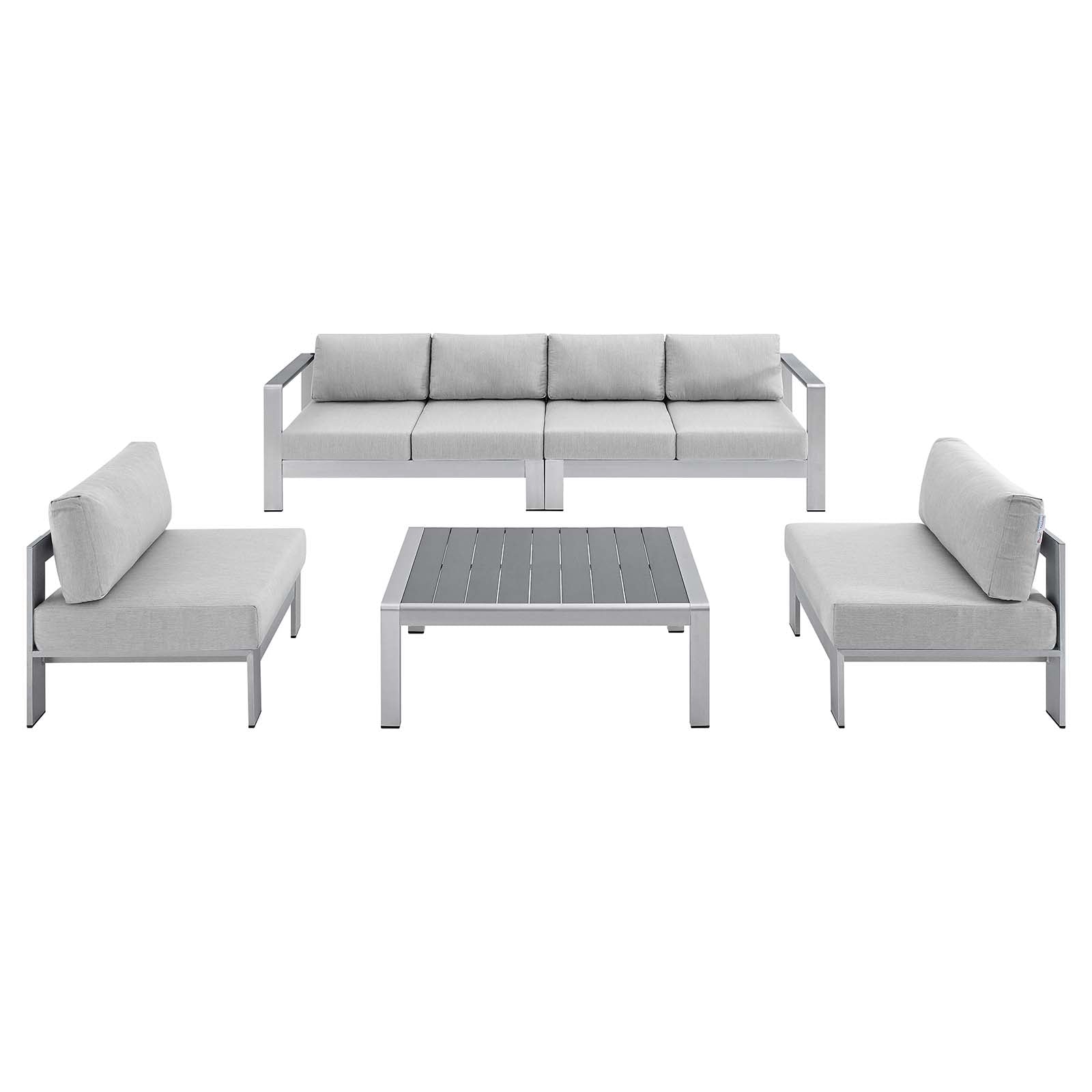 Modway Shore Sunbrella® Fabric Outdoor Patio Aluminum 5 Piece Sectional Sofa Set | Outdoor Sofas, Loveseats & Sectionals | Modishstore-2