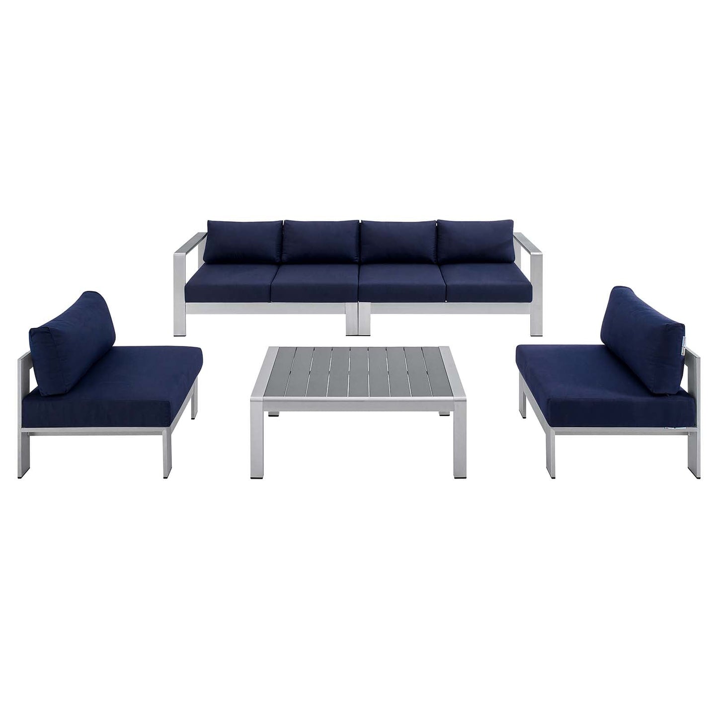 Modway Shore Sunbrella® Fabric Outdoor Patio Aluminum 5 Piece Sectional Sofa Set | Outdoor Sofas, Loveseats & Sectionals | Modishstore-9