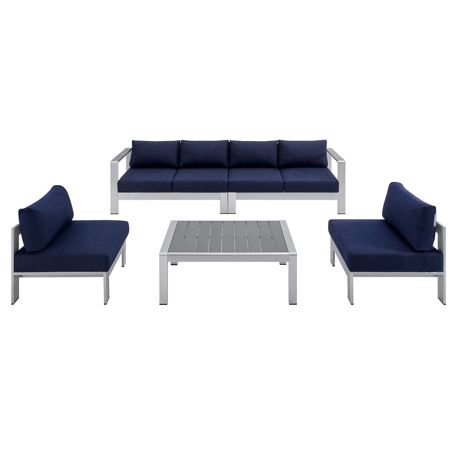 Modway Shore Sunbrella® Fabric Outdoor Patio Aluminum 5 Piece Sectional Sofa Set | Outdoor Sofas, Loveseats & Sectionals | Modishstore-9