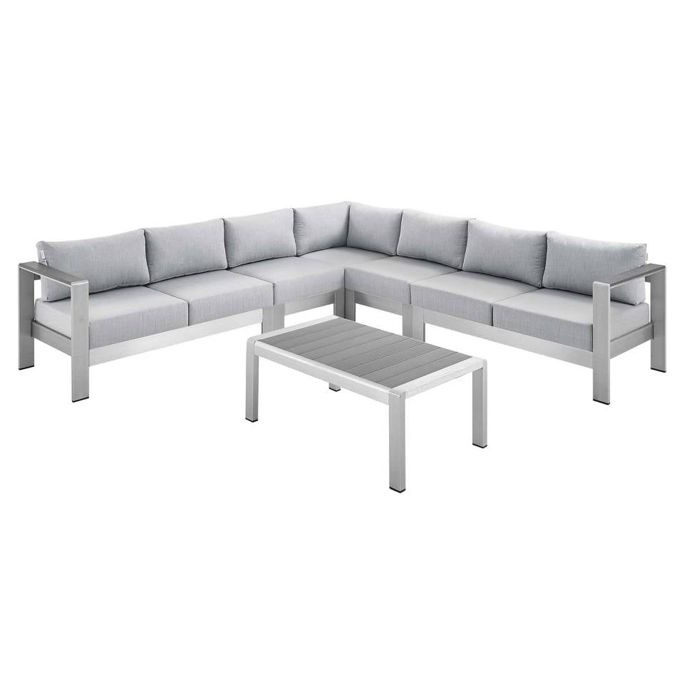 Modway Shore Sunbrella® Fabric Outdoor Patio Aluminum 6 Piece Sectional Sofa Set | Outdoor Sofas, Loveseats & Sectionals | Modishstore-2