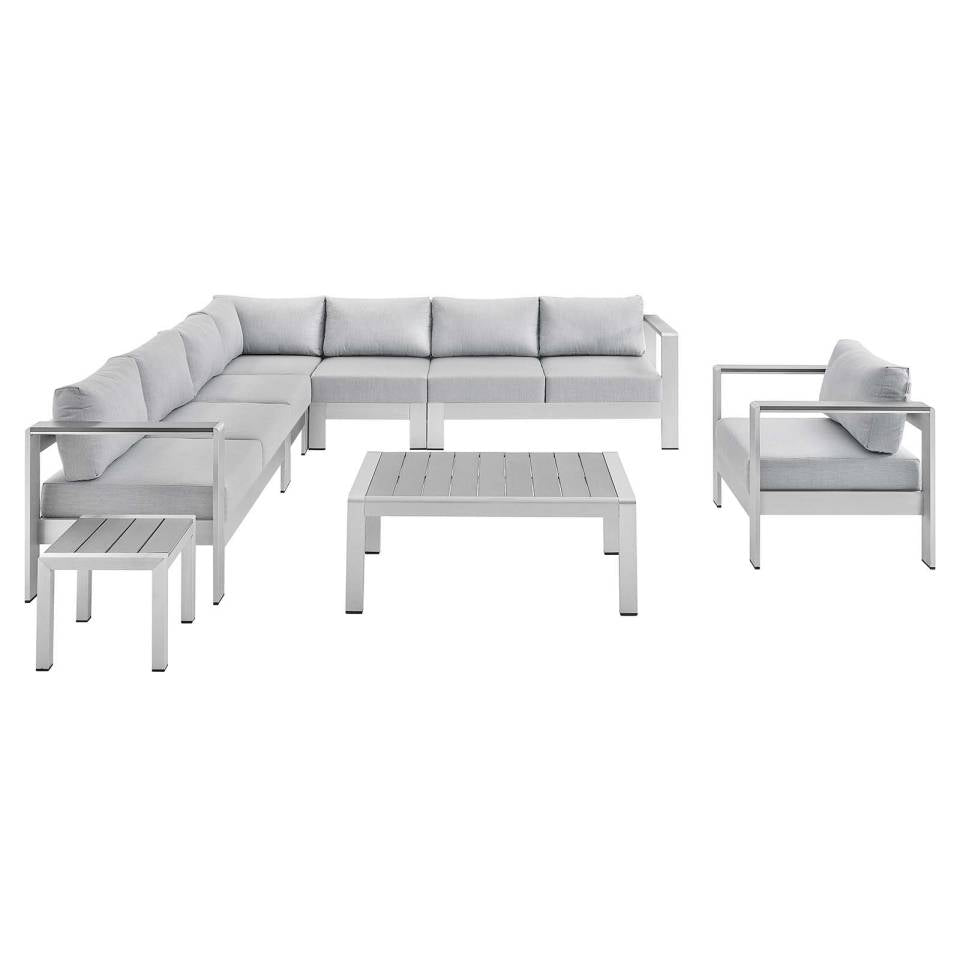 Modway Shore Sunbrella® Fabric Outdoor Patio Aluminum 8 Piece Sectional Sofa Set | Outdoor Sofas, Loveseats & Sectionals | Modishstore-2