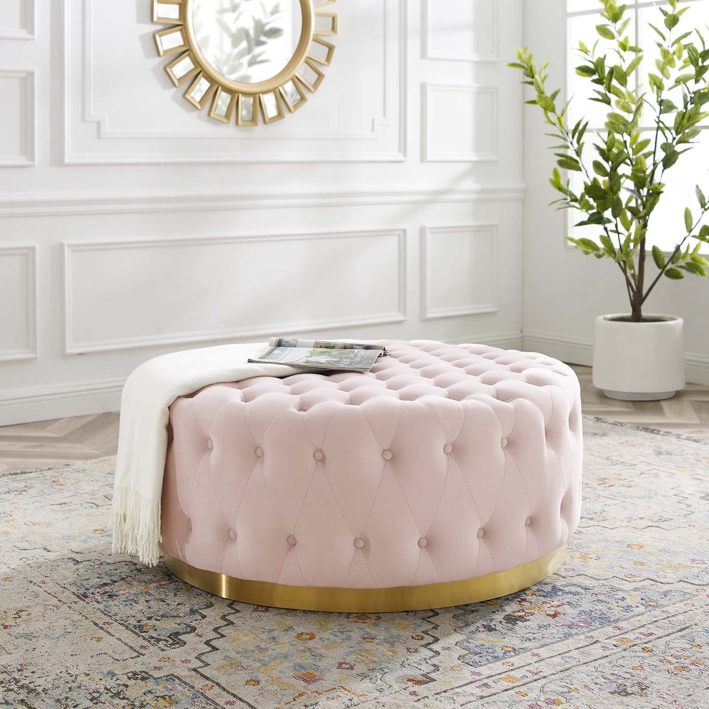 Modway Ensconce Tufted Performance Velvet Round Ottoman - EEI-4326