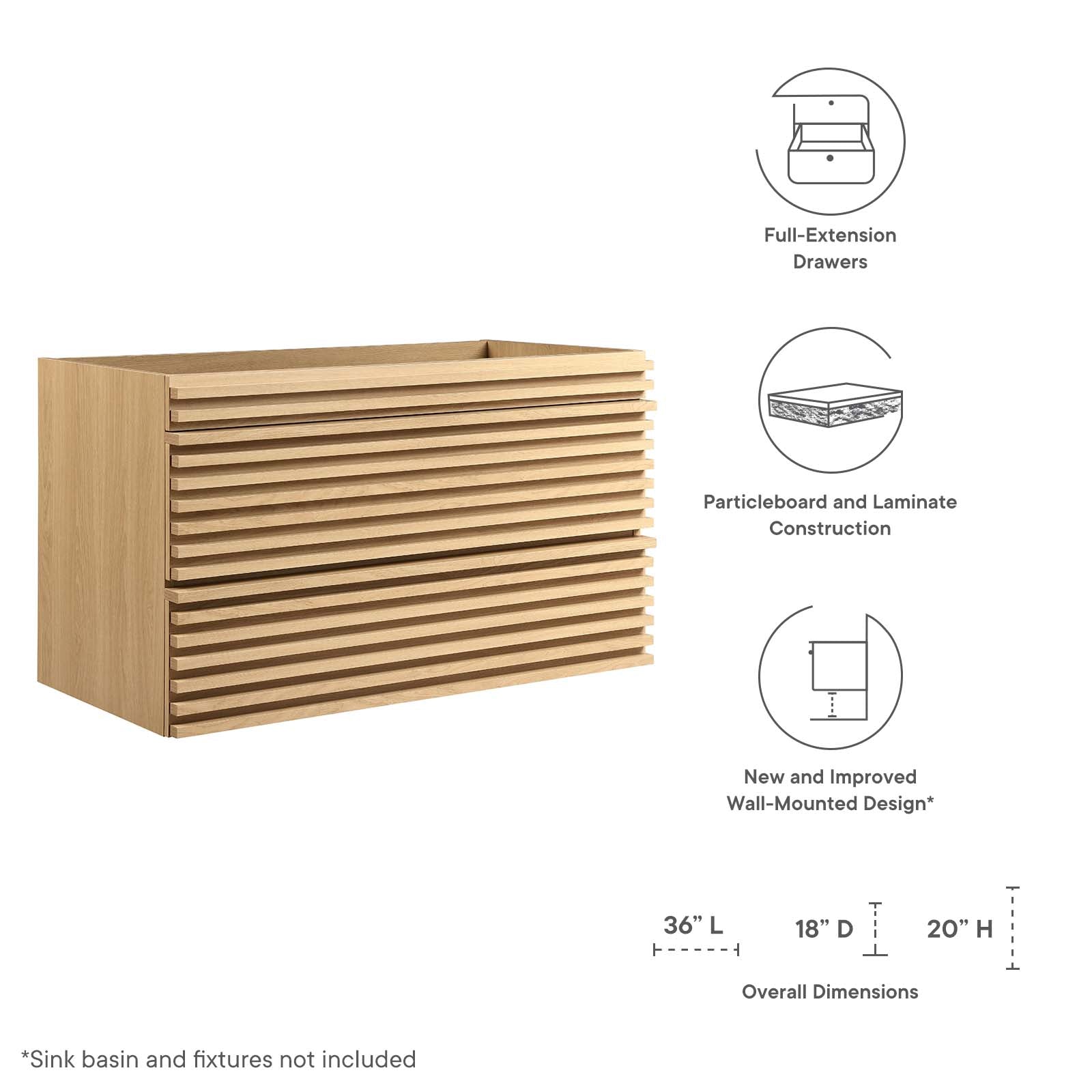 Render 36" Wall-Mount Bathroom Vanity Cabinet By Modway - EEI-4339 | Bathroom Accessories | Modishstore - 24