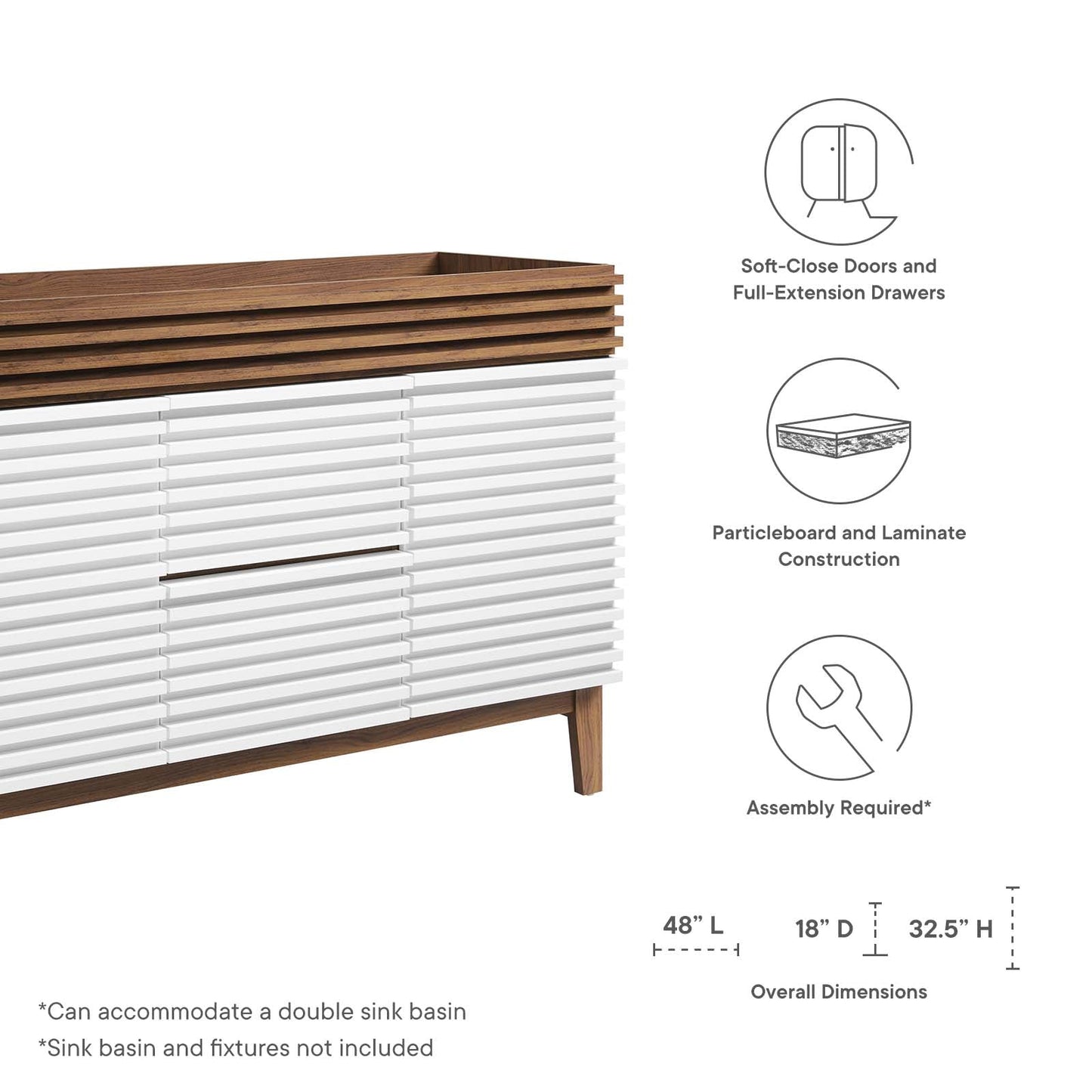 Render 48" Double Bathroom Vanity Cabinet By Modway - EEI-4342 | Bathroom Accessories | Modishstore - 50