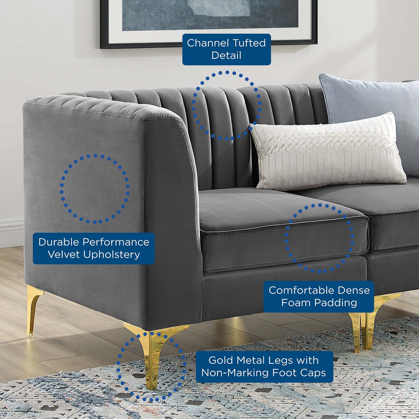 Modway Triumph Channel Tufted Performance Velvet Loveseat | Loveseats | Modishstore-7