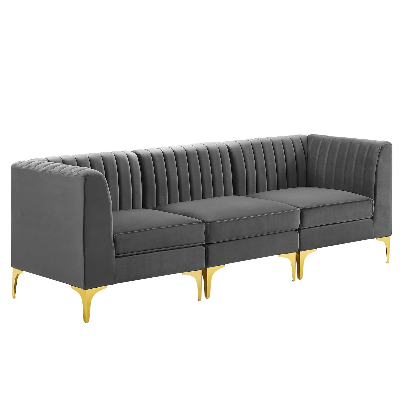 Modway Triumph Channel Tufted Performance Velvet 	3-Seater Sofa | Sofas | Modishstore-2