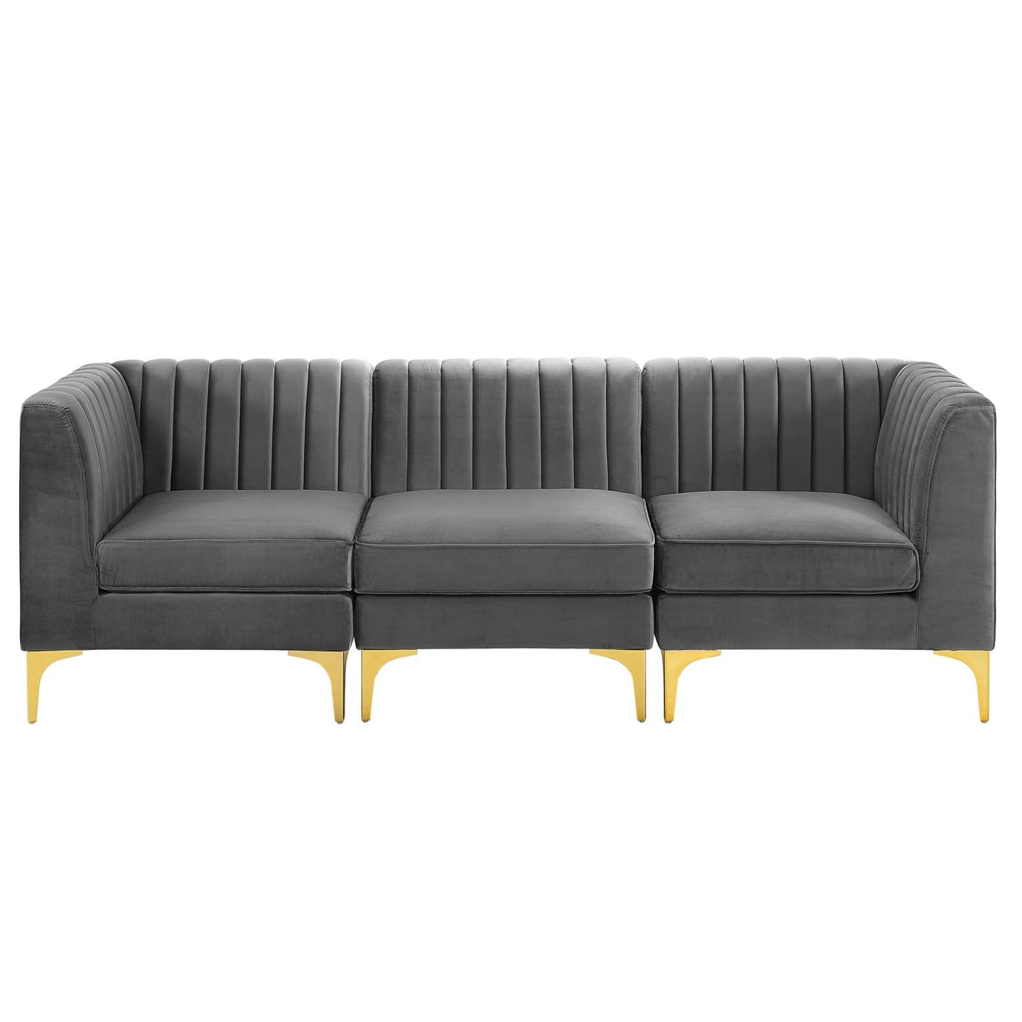 Modway Triumph Channel Tufted Performance Velvet 	3-Seater Sofa | Sofas | Modishstore-3