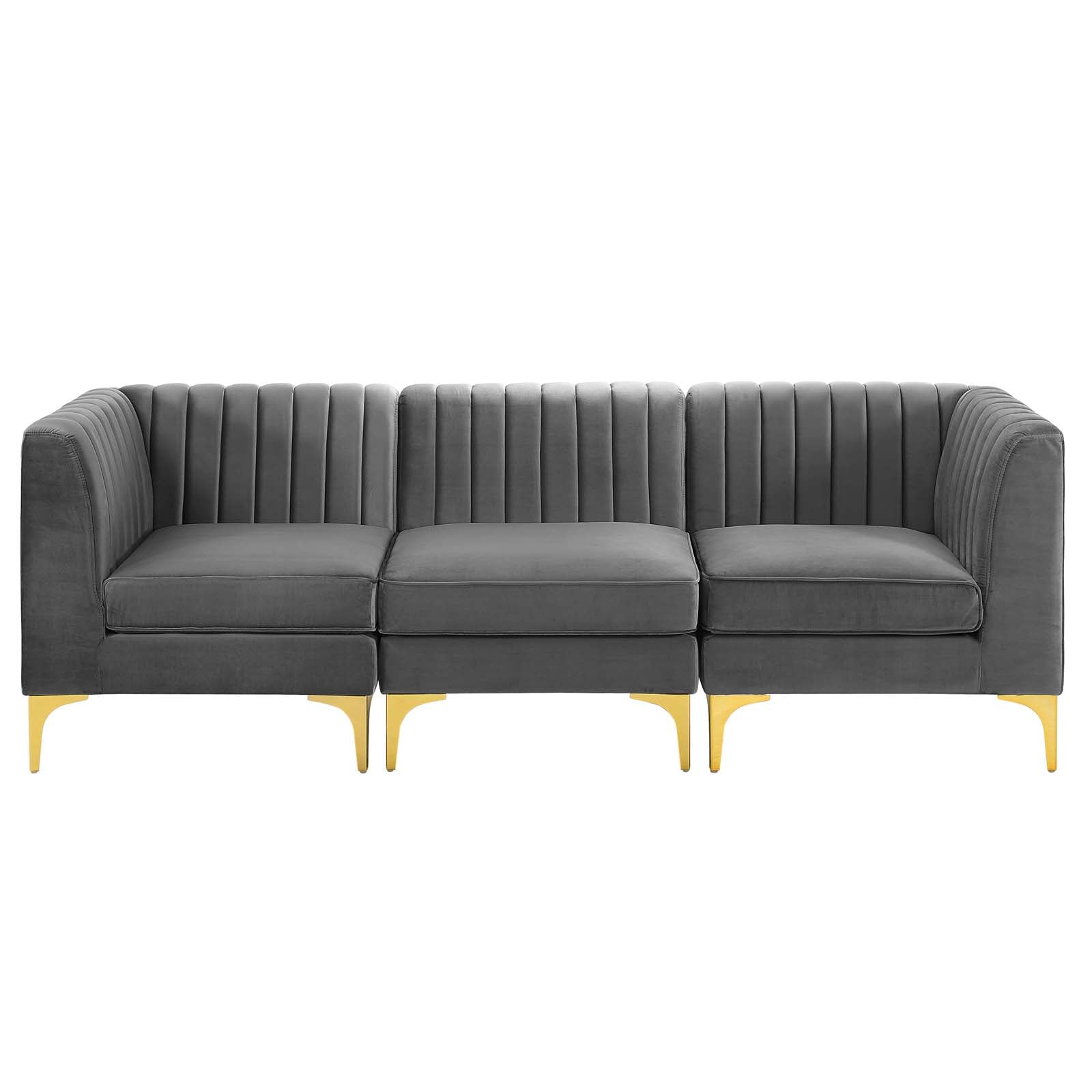 Modway Triumph Channel Tufted Performance Velvet 	3-Seater Sofa | Sofas | Modishstore-3