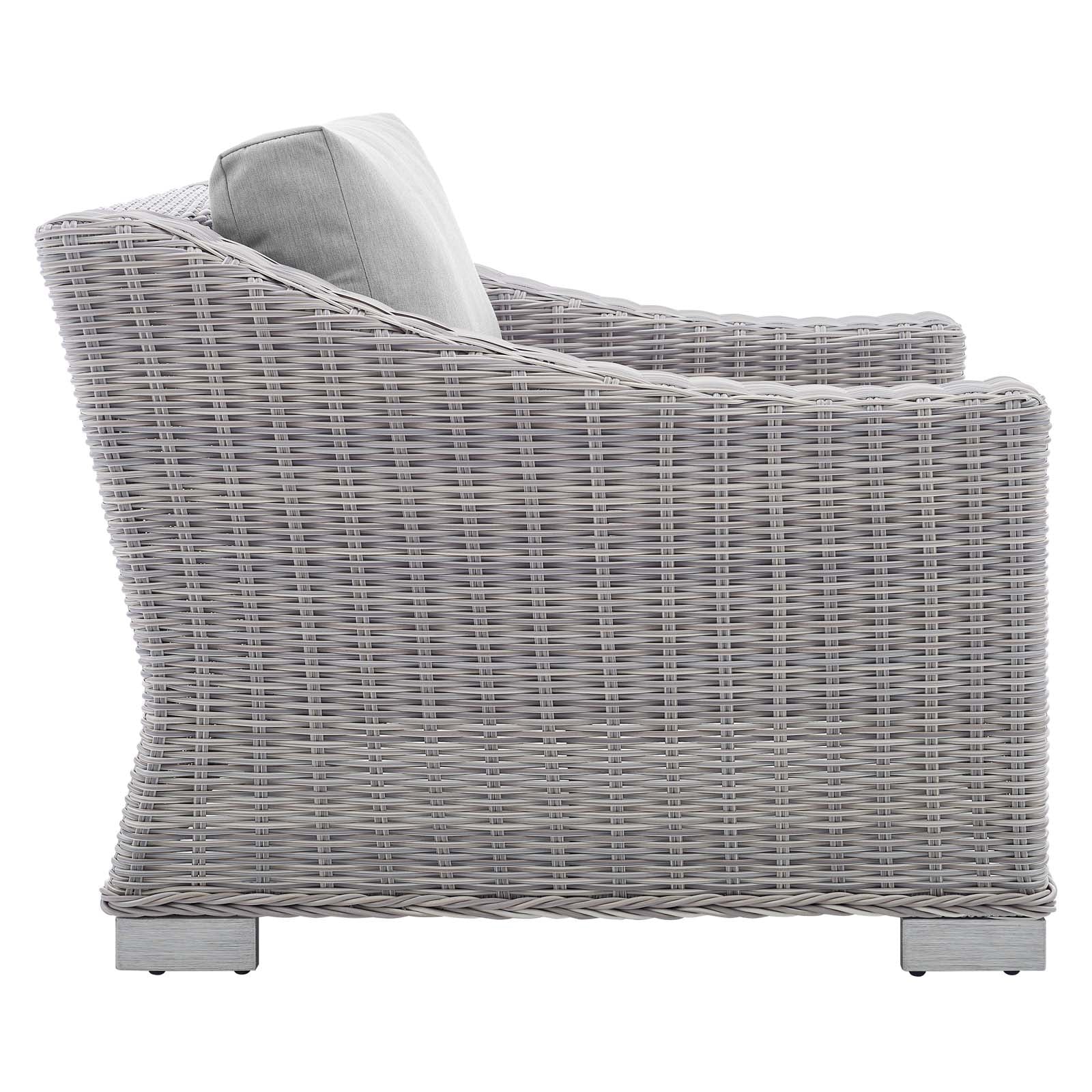 Modway Conway Sunbrella® Outdoor Patio Wicker Rattan 2-Piece Armchair and Ottoman Set | Outdoor Chairs | 