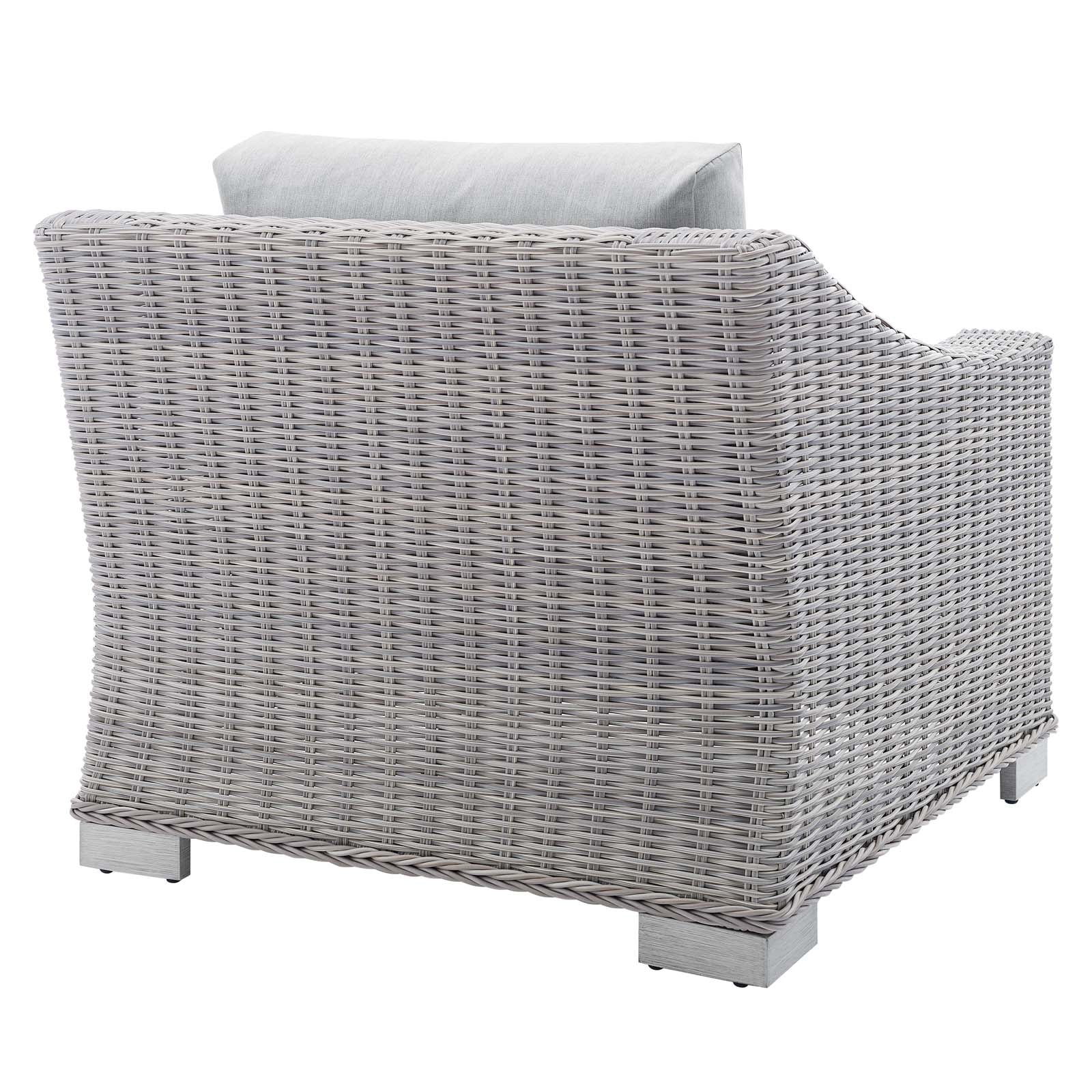 Modway Conway Sunbrella® Outdoor Patio Wicker Rattan 2-Piece Armchair and Ottoman Set | Outdoor Chairs | 