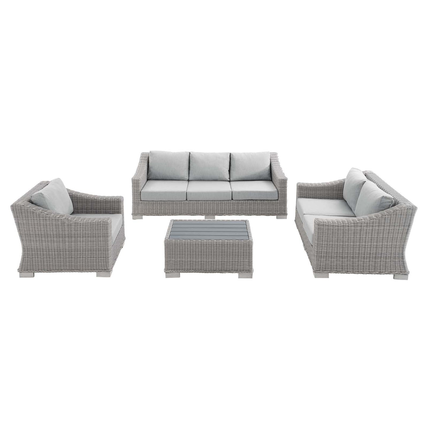 Modway Conway Sunbrella® Outdoor Patio Wicker Rattan 4-Piece Furniture Set | Sofas