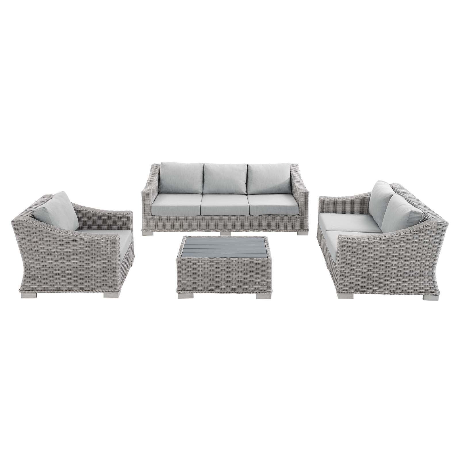 Modway Conway Sunbrella® Outdoor Patio Wicker Rattan 4-Piece Furniture Set | Sofas