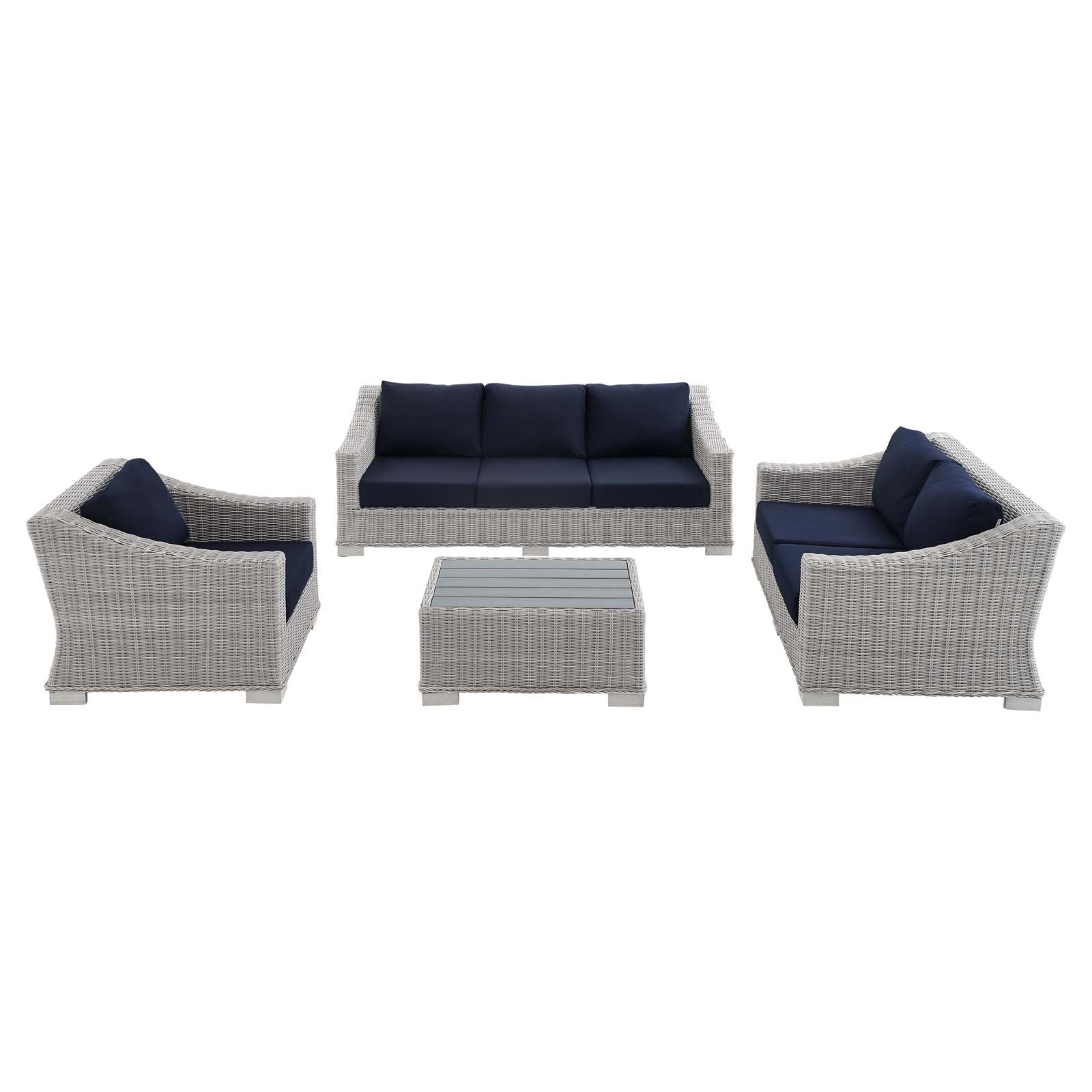 Modway Conway Sunbrella® Outdoor Patio Wicker Rattan 4-Piece Furniture Set | Sofas | 